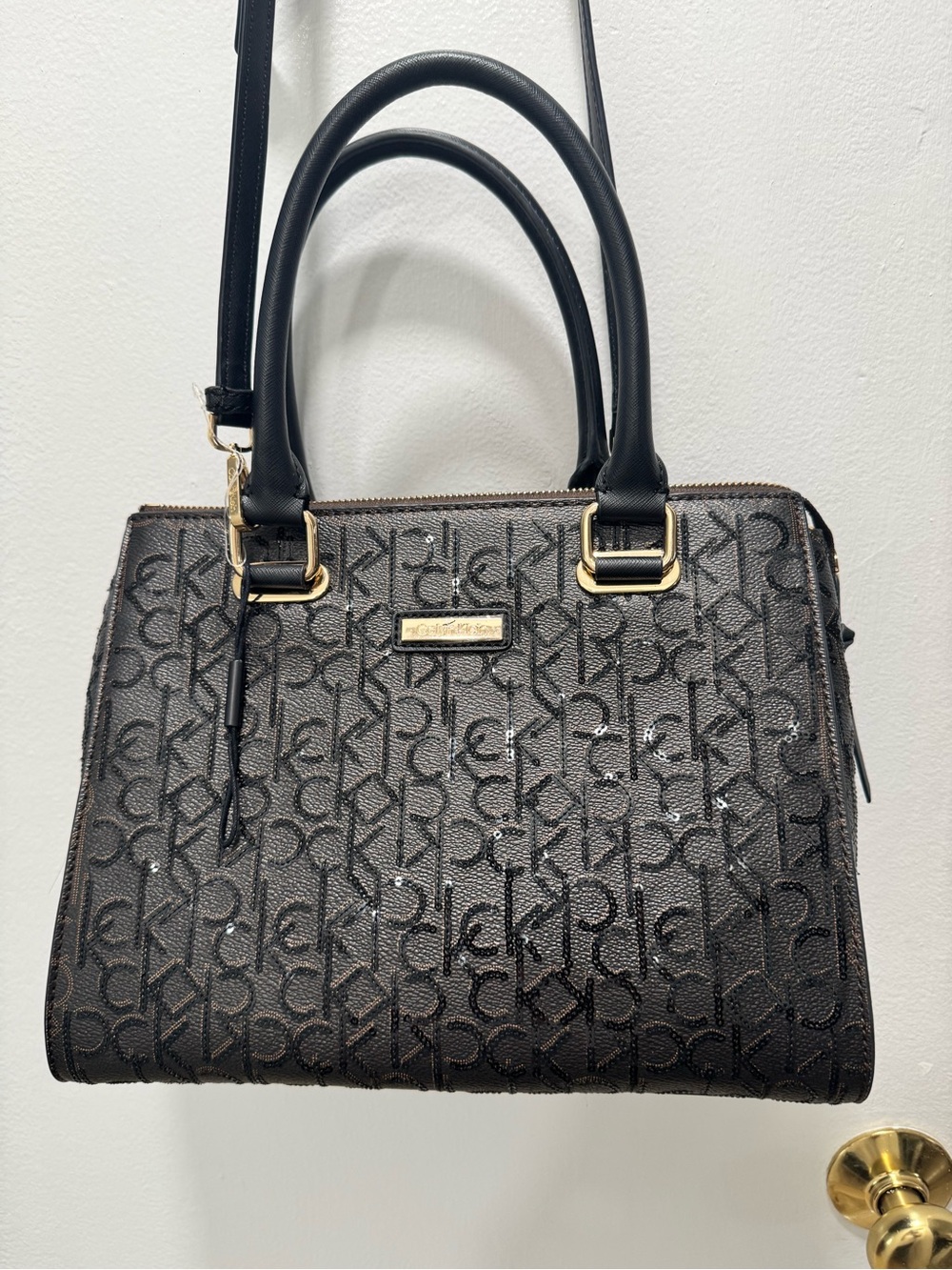Calvin Klein Brown Monogram Satchel